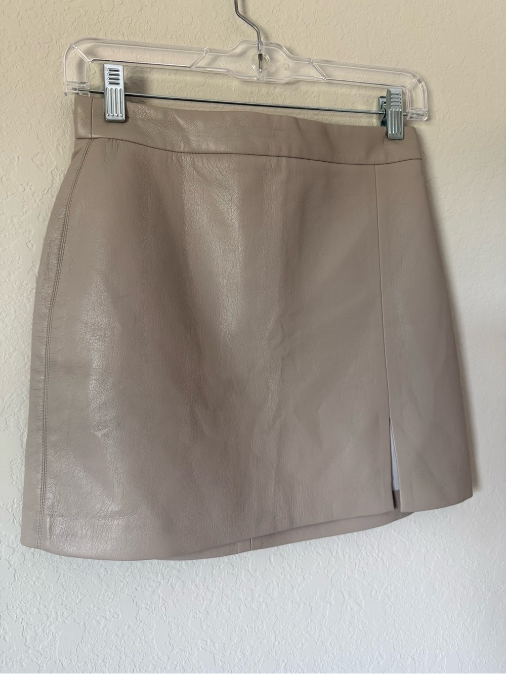 Wilfred Beige Leather Mini Skirt